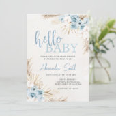 Blue Floral Pampas Grass Baby shower Kaart (Staand voorkant)