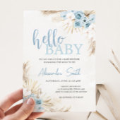 Blue Floral Pampas Grass Baby shower Kaart