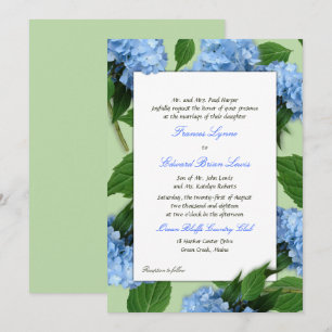 Blue Floral Parents Names Wedding Invitation Kaart