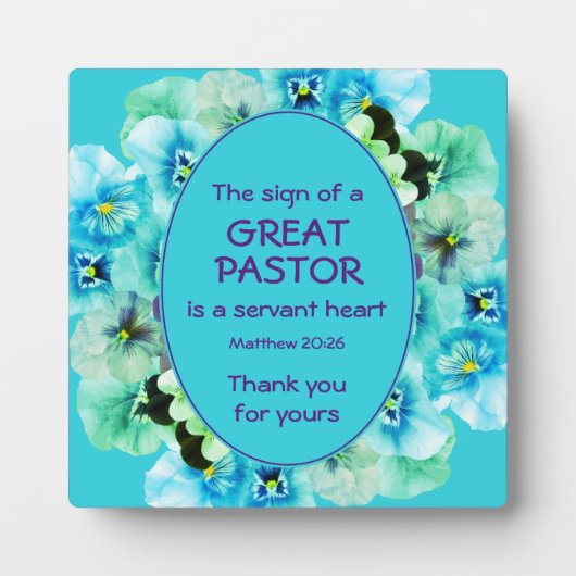 Blue Floral Pastor Appreciation Fotoplaat (Voorkant)