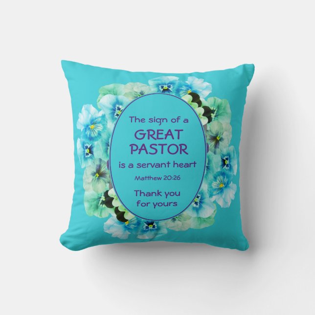 Blue Floral Pastor Appreciation Kussen (Voorkant)