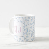 Blue Floral Pattern 11 oz Classic Mok (Voorkant links)