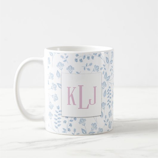 Blue Floral Pattern 11 oz Classic Mok (Links)