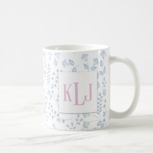 Blue Floral Pattern 11 oz Classic Mok