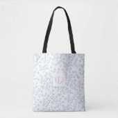 Blue Floral Pattern All-Over-Print Canvas tas (Voorkant)