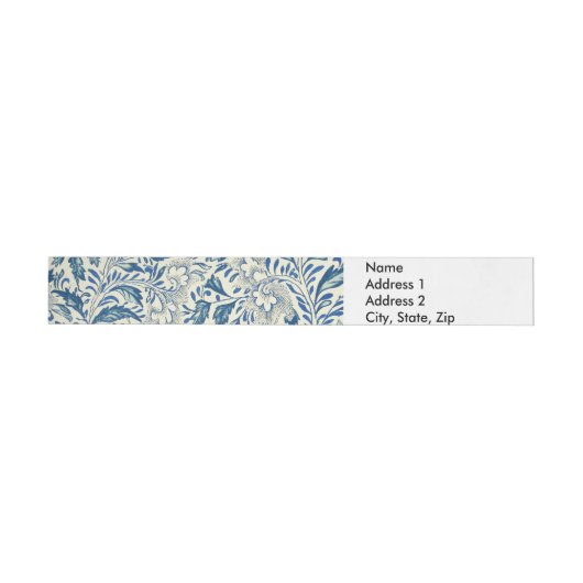 Blue Floral Pattern Antiek Asian Design Adreslabel Wikkel (Individueel)