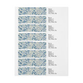 Blue Floral Pattern Antiek Asian Design Adreslabel Wikkel (Vel)