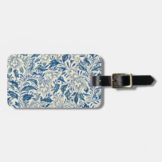 Blue Floral Pattern Antiek Asian Design Bagagelabel (Voorkant horizontaal)