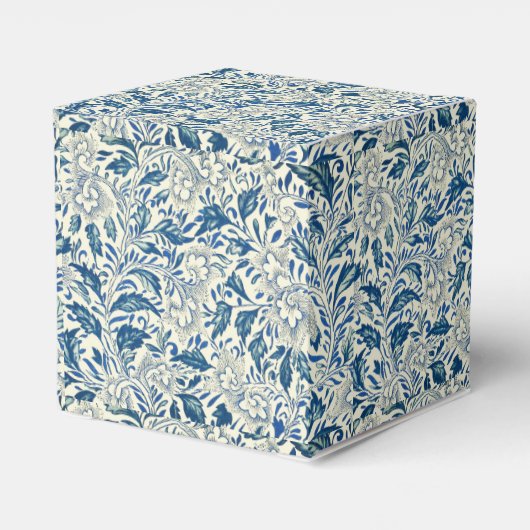 Blue Floral Pattern Antiek Asian Design Bedankdoosjes (Achterkant)