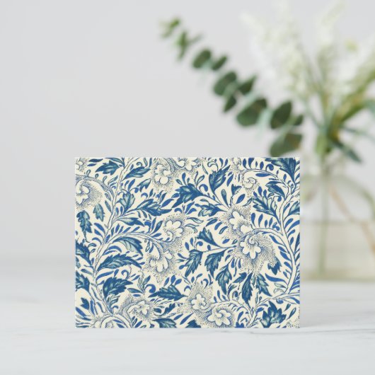 Blue Floral Pattern Antiek Asian Design Briefkaart (Staand voorkant)