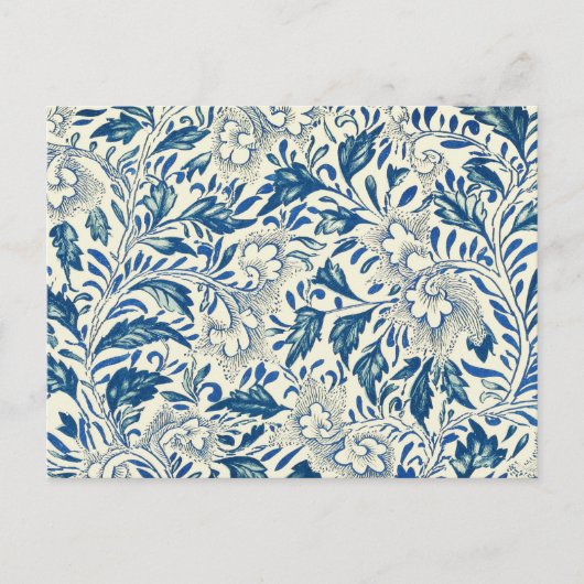Blue Floral Pattern Antiek Asian Design Briefkaart (Voorkant)