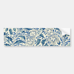 Blue Floral Pattern Antiek Asian Design Bumpersticker