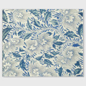 Blue Floral Pattern Antiek Asian Design Cadeaupapier (Vlak)