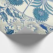 Blue Floral Pattern Antiek Asian Design Cadeaupapier (Hoek)