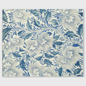 Blue Floral Pattern Antiek Asian Design Cadeaupapier (Vlak)
