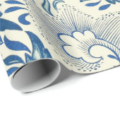 Blue Floral Pattern Antiek Asian Design Cadeaupapier (Rol Hoek)