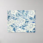 Blue Floral Pattern Antiek Asian Design Canvas Afdruk (Voorkant)