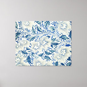 Blue Floral Pattern Antiek Asian Design Canvas Afdruk
