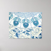 Blue Floral Pattern Antiek Asian Design Canvas Afdruk (Voorkant)