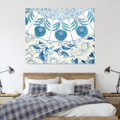 Blue Floral Pattern Antiek Asian Design Canvas Afdruk (Insitu (Slaapkamer))