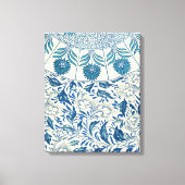 Blue Floral Pattern Antiek Asian Design Canvas Afdruk (Voorkant)