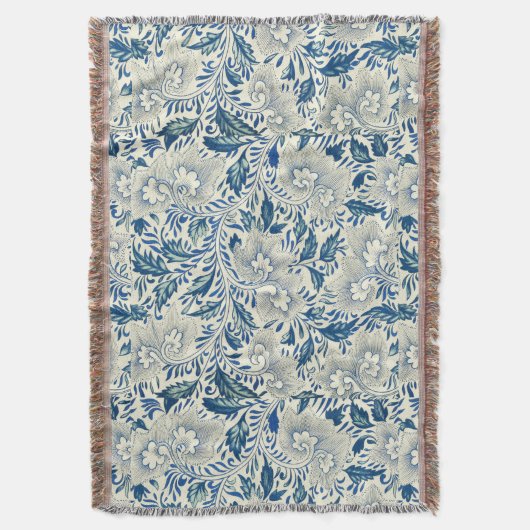 Blue Floral Pattern Antiek Asian Design Deken (Voorkant Verticaal)