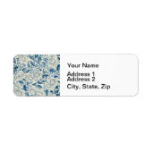 Blue Floral Pattern Antiek Asian Design Etiket (Voorkant)