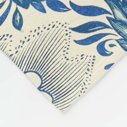 Blue Floral Pattern Antiek Asian Design Fleece Deken (Hoek)