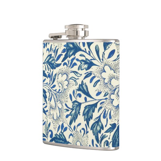 Blue Floral Pattern Antiek Asian Design Heupfles (Links)