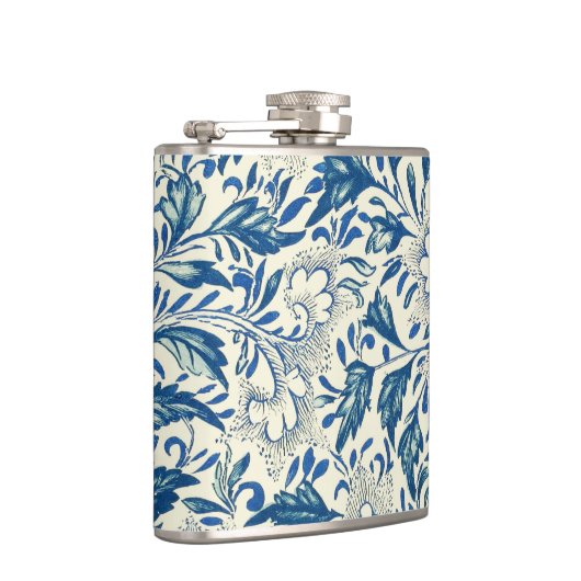 Blue Floral Pattern Antiek Asian Design Heupfles (Rechts)