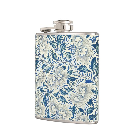 Blue Floral Pattern Antiek Asian Design Heupfles (Links)