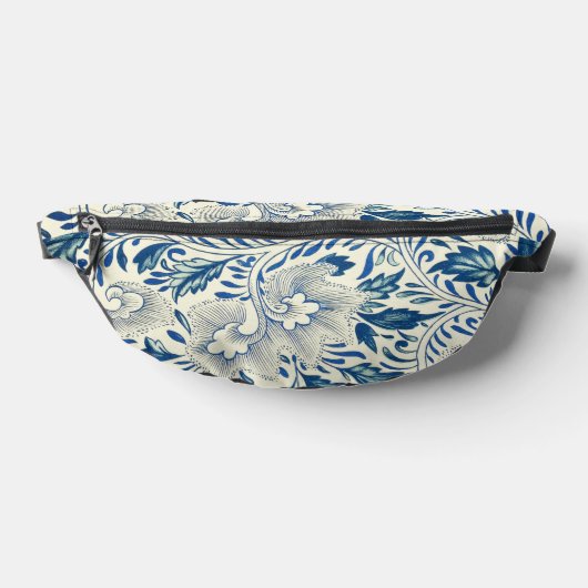 Blue Floral Pattern Antiek Asian Design Heuptasje (Liggend)