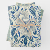Blue Floral Pattern Antiek Asian Design Inpakpapier Vel (In situ)