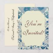 Blue Floral Pattern Antiek Asian Design Kaart (Voorkant / Achterkant)