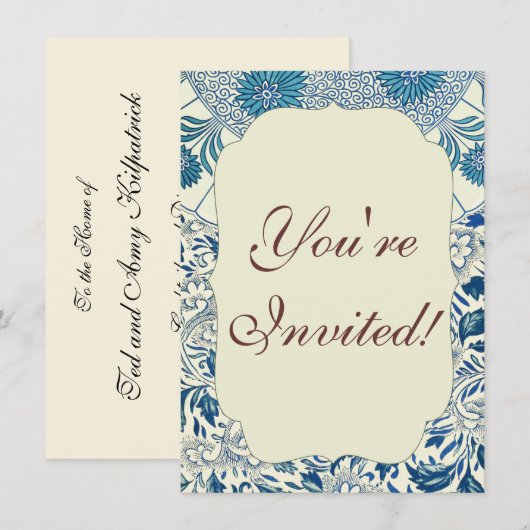 Blue Floral Pattern Antiek Asian Design Kaart (Voorkant / Achterkant)
