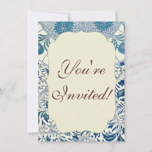 Blue Floral Pattern Antiek Asian Design Kaart (Voorkant)
