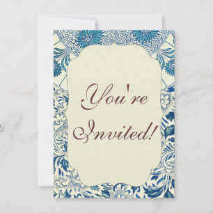 Blue Floral Pattern Antiek Asian Design Kaart