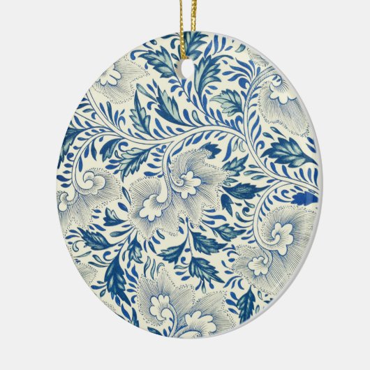 Blue Floral Pattern Antiek Asian Design Keramisch Ornament (Links)