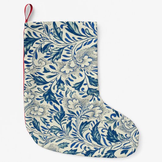 Blue Floral Pattern Antiek Asian Design Kleine Kerstsok (Voorkant)