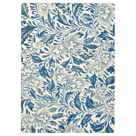 Blue Floral Pattern Antiek Asian Design Klembord (Achterkant)