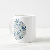 Blue Floral Pattern Antiek Asian Design Koffiemok (Voorkant links)