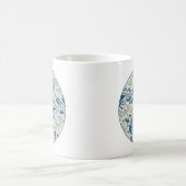Blue Floral Pattern Antiek Asian Design Koffiemok (Center)