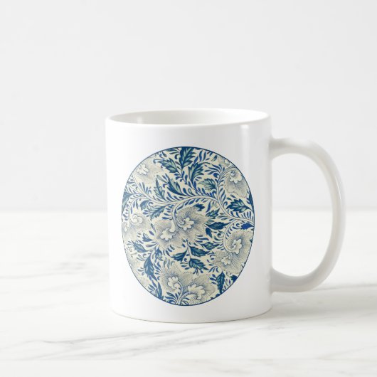 Blue Floral Pattern Antiek Asian Design Koffiemok (Rechts)