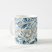 Blue Floral Pattern Antiek Asian Design Koffiemok (Voorkant links)