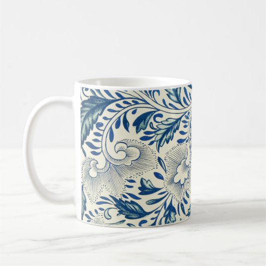 Blue Floral Pattern Antiek Asian Design Koffiemok (Links)