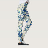 Blue Floral Pattern Antiek Asian Design Leggings (Rechts)