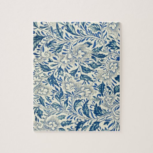 Blue Floral Pattern Antiek Asian Design Legpuzzel (Verticaal)