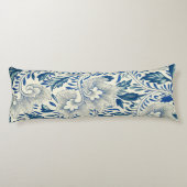Blue Floral Pattern Antiek Asian Design Lichaamskussen (Achterkant)