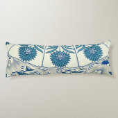 Blue Floral Pattern Antiek Asian Design Lichaamskussen (Achterkant)