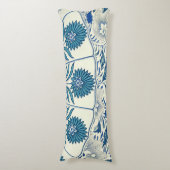 Blue Floral Pattern Antiek Asian Design Lichaamskussen (Voorkant Verticaal)